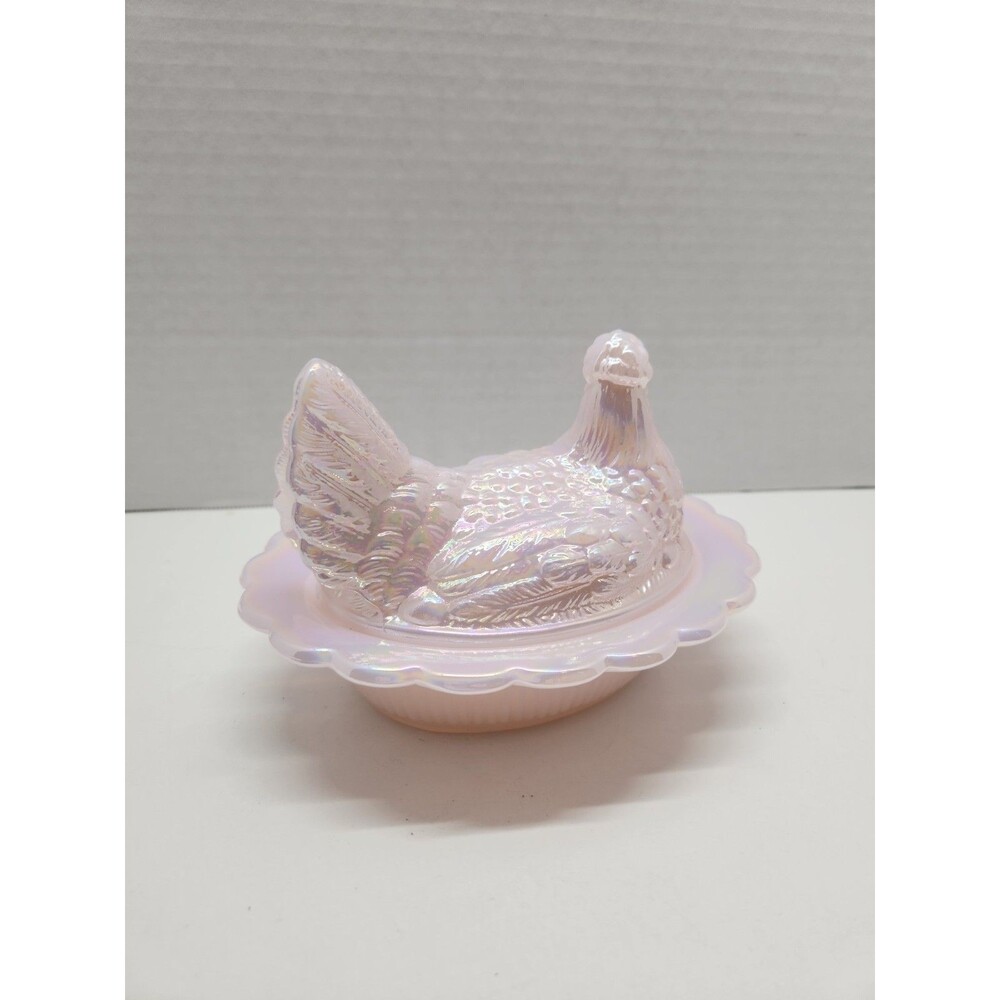 Mosser 6 1/2" Crown Tuscan Carnival Iridescent Hen On Nest Chicken On Nest - Picture 3 of 7